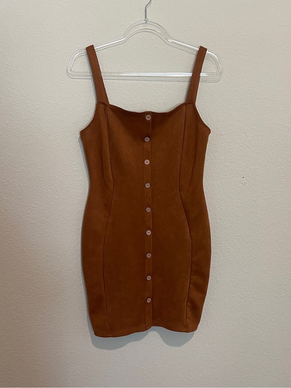 iris Tan Button-Front Mini Dress